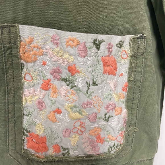 Hippie Laundry Boho Olive Embroidered Pocket Jacket Womens Large - Picture 5 of 10